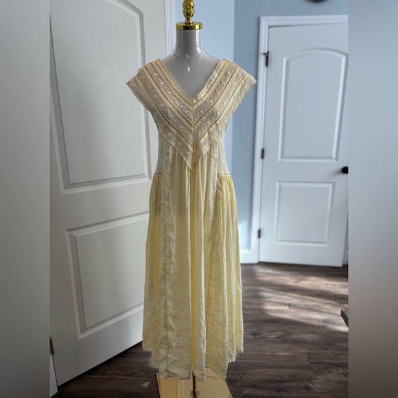 Zara Dresses & Skirts - Zara ZW Collection embroidered pleated maxi dress butter yellow